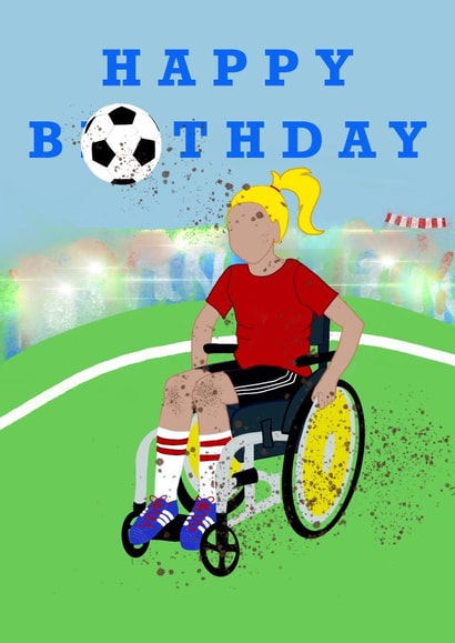 Wheelchair football girls birthday card created by Julie Costello