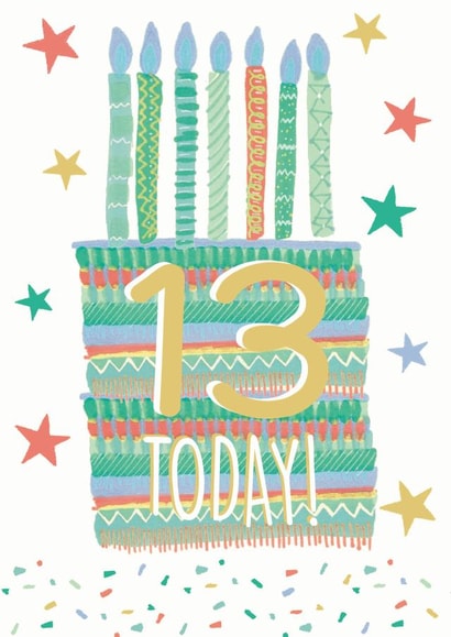 13th Birthday Cake Card 1001 created by Pom Pom Party Cards