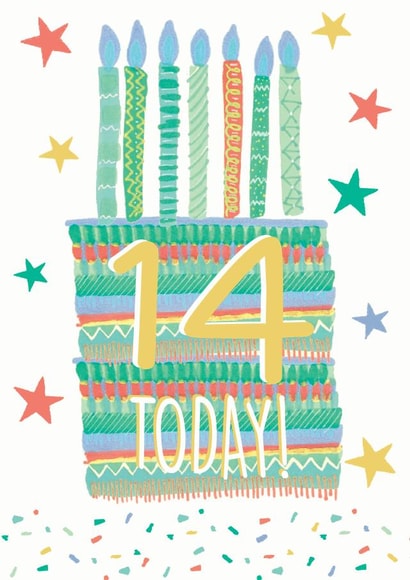 14th Birthday Cake Card 1001 created by Pom Pom Party Cards