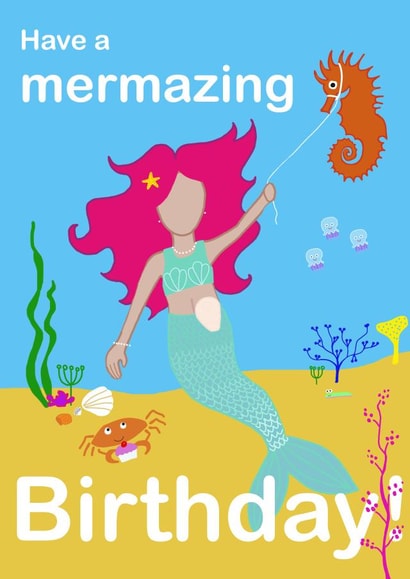 Inclusive mermaid birthday card created by Julie Costello