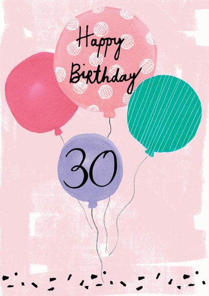 30th Birthday Balloon Card created by Pom Pom Party Cards