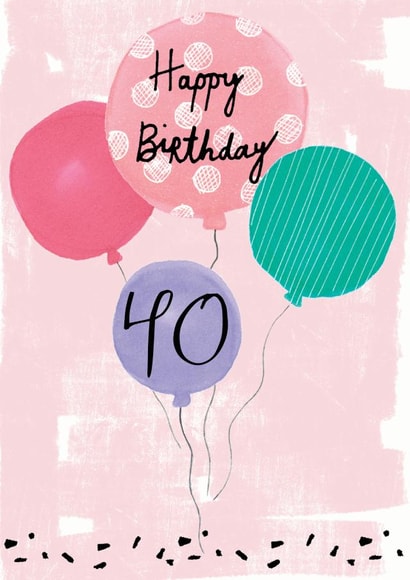 4oth Birthday Balloon Card created by Pom Pom Party Cards