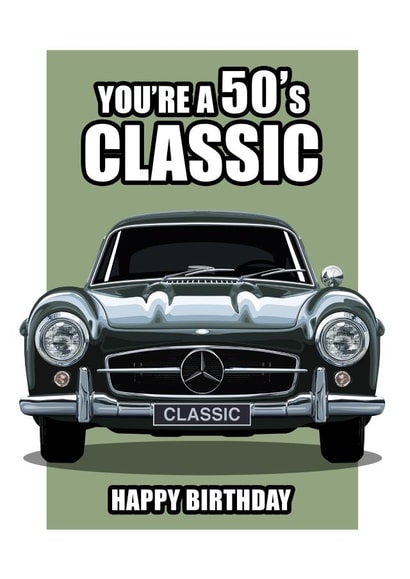 50'S CLASSIC CAR BIRTHDAY CARD created by RetroMotion Artwork