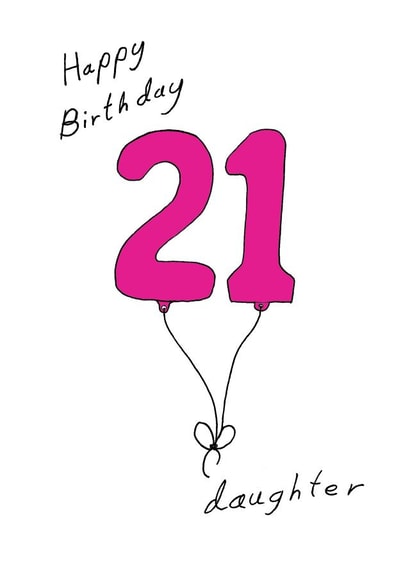 daughter 21 pink balloon birthday card created by A Ray of Sunshine Cards