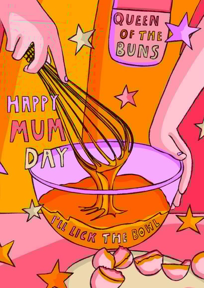 Queen of the buns mother's day card created by Freya Niamh Design