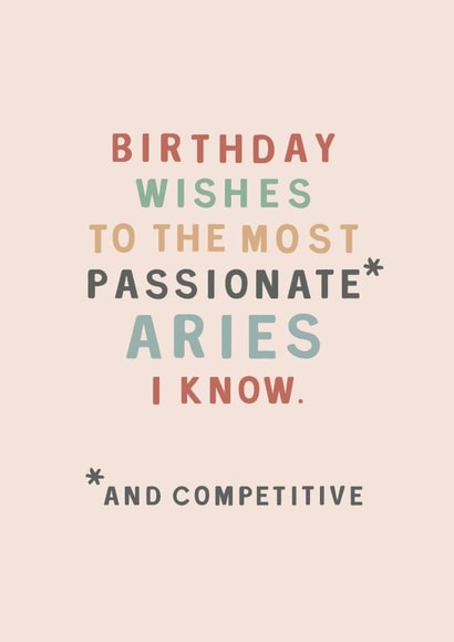 Passionate Aries Birthday Card created by Too Wordy