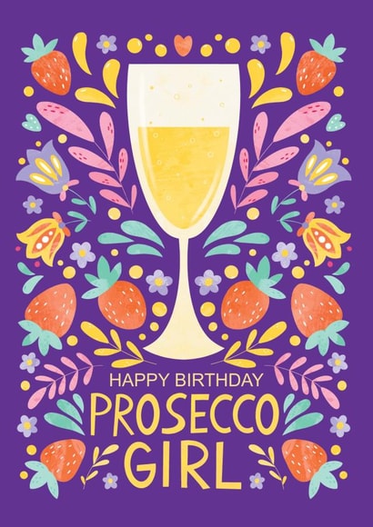 Birthday card with Prosecco and flowers created by Nastya Rizaeva