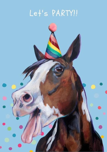 Let's Party Horse Birthday Celebration Card created by Anj Art