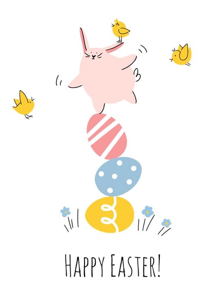 Cute easter bunny and friends card created by Nastea Fedorenko