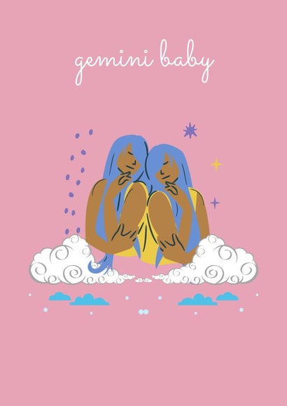 Gemini Baby birthday card created by Nina Bombina