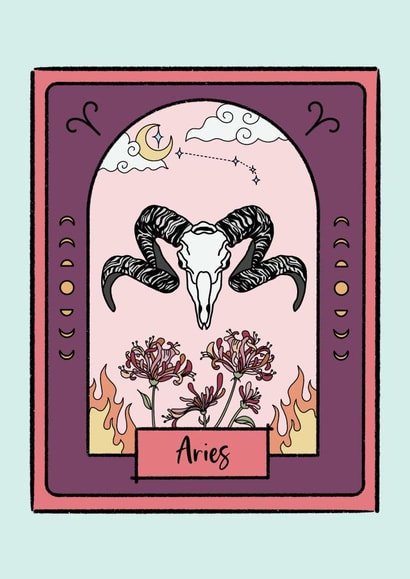 Aries Star Sign Zodiac Celestial Tarot Card created by Midnight Muse