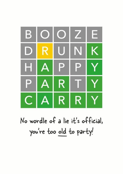 No wordle of a lie this this the best wordle greeting card for any party animal created by Superlush Cards