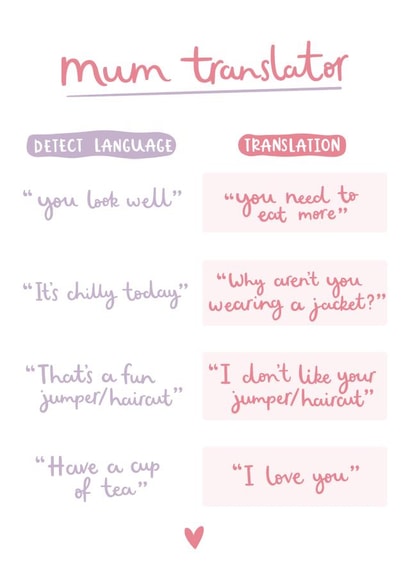 Funny Mothers Day Card - Mum - Mum Translator created by Very British Problems