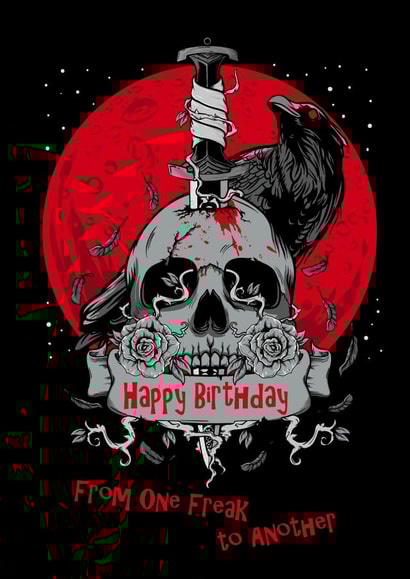 Skull and Crow Freak Birthday Card created by Mel @ DeadHead Designs
