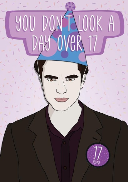 Twilight Saga Edward Cullen Birthday Card created by The Pug Cartel