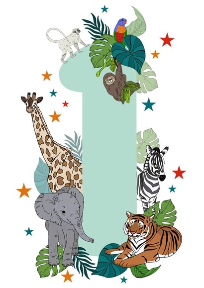 Jungle 1st Birthday Card created by Nelly & Gem