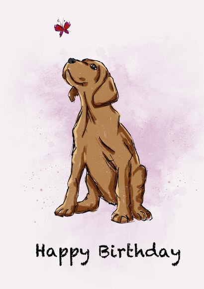 Dog and butterfly card created by Fat Nancy Cards