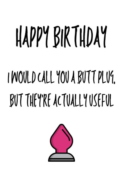 Butt plug birthday card created by OnlyPans