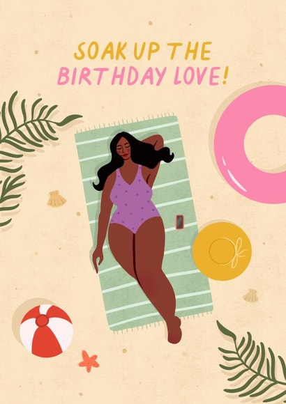 'Soak up the birthday love!' Happy Birthday Summer Beach Card created by Flourish Paperworks