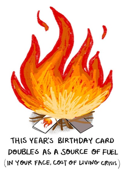 Cost of Living Birthday card created by Rosie Johnson Illustrates