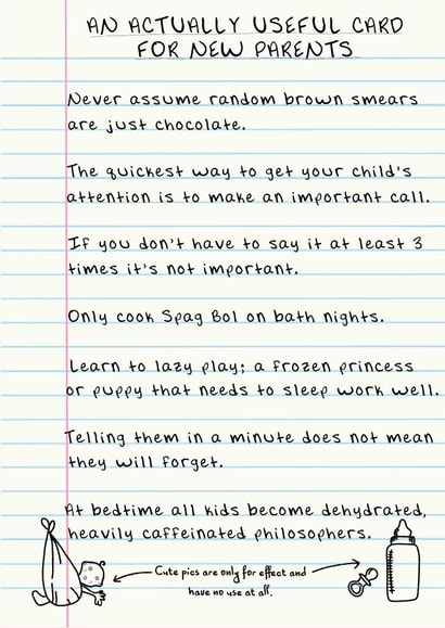 An Actually Useful Card For New Parents created by Kate and Co