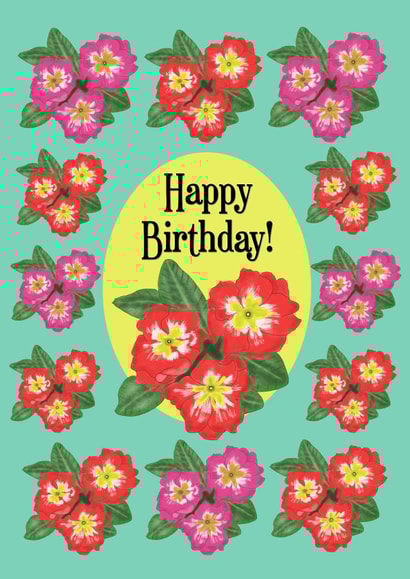 Pretty Primulas Happy Birthday Card created by Her Joyful Heart