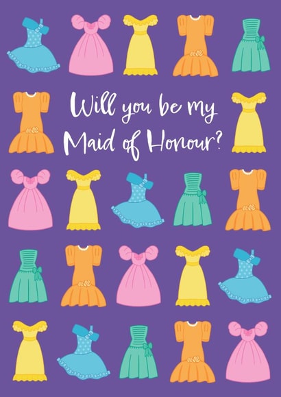 Will you be my Maid of Honour dress card created by Frankie Jackson