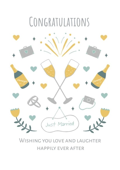 Champagne and Sparkles Wedding Card For a Couple On Their Wedding Day created by Strawberry Mint