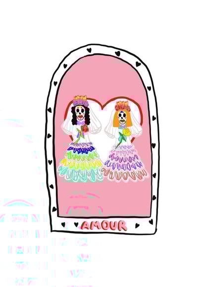 Sugar Skull - Lesbian Wedding Card created by Front Bum