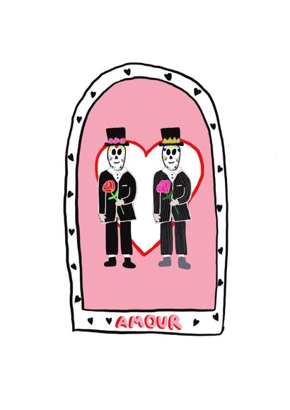 Sugar Skull Gay Wedding Card created by Front Bum