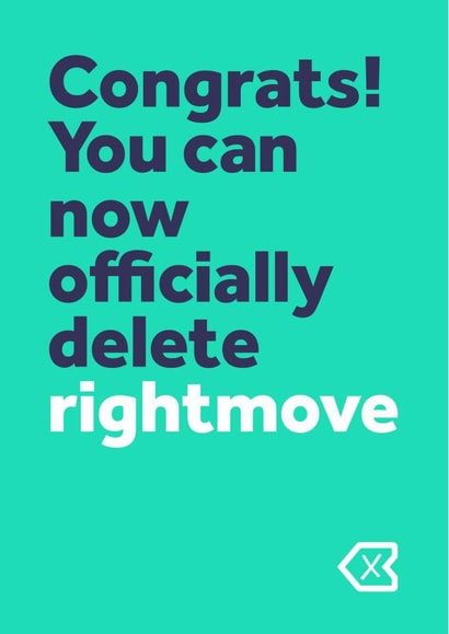Funny Typography New Home Card - Congrats - RightMove - Congrats You Can Now Officially Delete RightMove created by Chloé Lawson