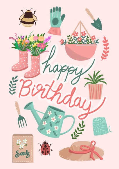 Gardener's Wholesome Birthday Card - Cute and Colourful created by Fayeillustration