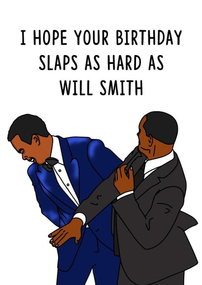 Will Smith Slapping Chris Rock Funny Birthday Card created by Peabody Studio