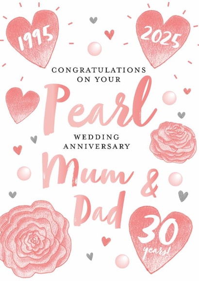Pearl Anniversary- 30 Years - Congratulations On Your Pearl Wedding Anniversary created by Juniper and Rose Studio