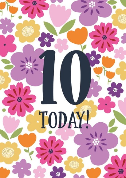 Pretty floral 10th Birthday card created by Sarah Corcoran