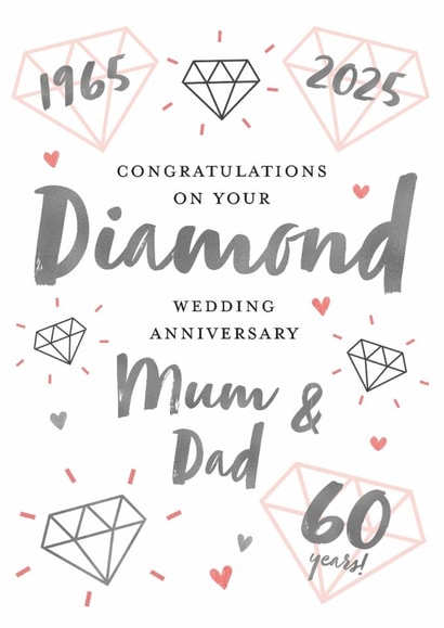 Diamond Wedding Anniversary Mum and Dad created by Juniper and Rose Studio