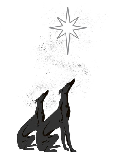 Whippet Stargazer Christmas Card created by Whippet Art
