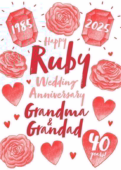 Ruby Wedding Anniversary Grandma and Grandad created by Juniper and Rose Studio