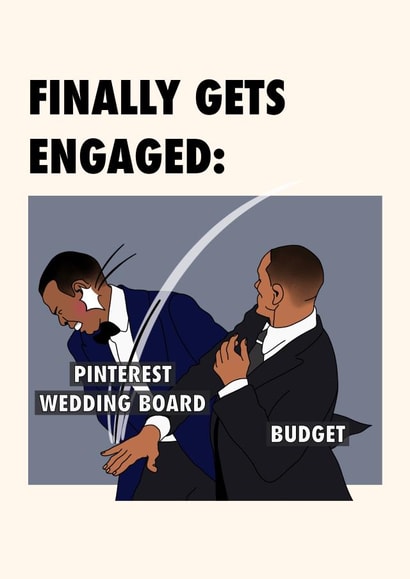 Will smith Chris rock oscars slap meme Engagement wife fiancé girl card created by The Girl Next Draw Cards