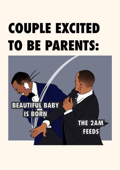 Will smith Chris rock oscars slap meme New baby boy girl congrat card created by The Girl Next Draw Cards