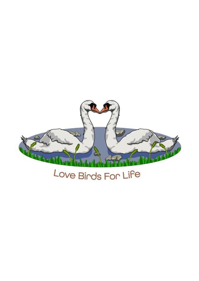 Love Birds For Life Anniversary card 1000 created by Masonillustration