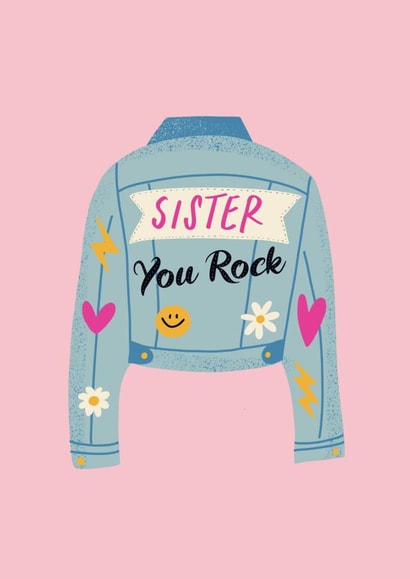 Sister you rock birthday card created by Curious Day