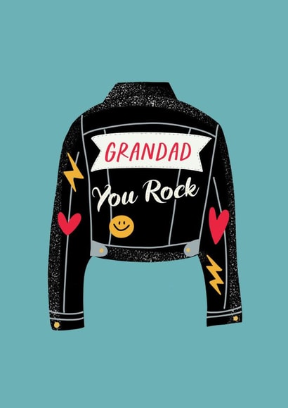 Grandad you rock Leather Jacket Card created by Curious Day