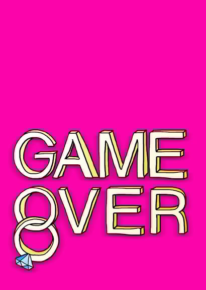 Game Over Funny Pink Anniversary or Wedding Card created by Squid Inc.