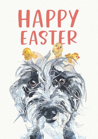 Lurcher and Baby Chick Easter Card created by Jo Scott Art