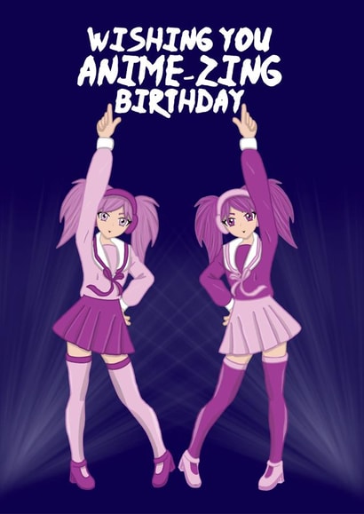 Anime Dancer Girls Happy Birthday Card created by @Cupsie's Creations