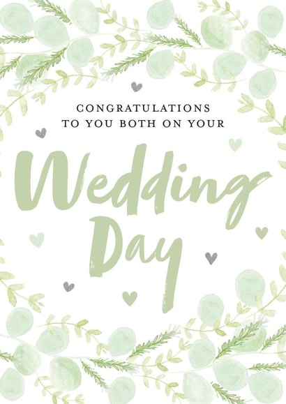 Wedding Day Congratulations - Green leafy card created by Juniper and Rose Studio
