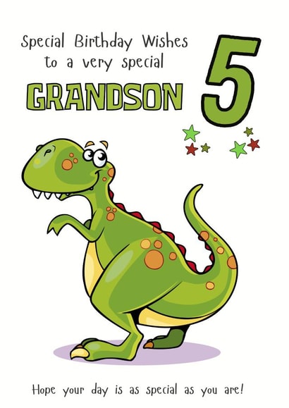 Kind Dinosaur 5th Birthday Card for a Special Grandson created by Rachel Elizabeth Designs