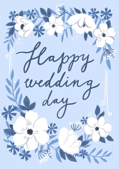 Wedding day card - Blue floral card created by Olla