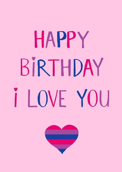 Bisexual flag birthday card created by Naughty Nice